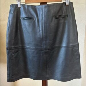J. Jill Black Leather A-Line Skirt
